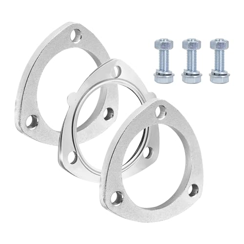 3-Bolt 2.5 inch/63mm Exhaust Flange & Stainless Steel Exhaust Gasket with Bolts & Nuts for Automotive Replacement Exhaust Flanges - size: 2.5 inch 3 Blot