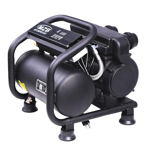 MZB 1.6 Gallon Ultra Quiet Air Compressor 110V/60Hz Steel Tanks Oil-Free 70dB Noise Level Air Compressor for Spray Painting, Auto Repair, Carpentry Decoration - size: PM-1100H-6