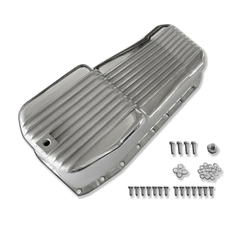Finned Polished Oil Pan for Chevy SBC 283 305 327 350 400 1980-1985 - color: Polished, size: 1980-1985 SBC