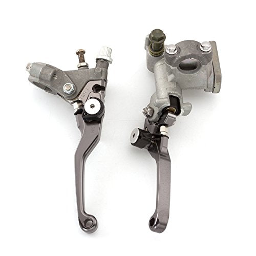 Dirt Bike Brake Master Cylinder Reservoir Cable Clutch Levers for CR80/85R CR125R/250R CRF150R CRF125F/150F/230F/250F CRF250/450X CRF250/450R CRF250/450RX CRF150L/250L/450L CRF300L - color: Gray