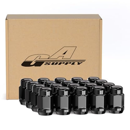 GAsupply 20pcs 1/2x20 Lug Nuts Black, 1.38" Tall 3/4" 19mm Hex Cone Seat - color: Black, size: 1/2"-20, style: 20 Pack