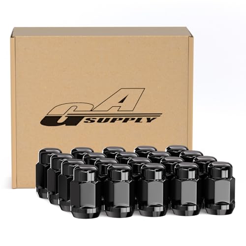 GAsupply 20pcs 1/2x20 Lug Nuts Black, 1.38" Tall 3/4" 19mm Hex Cone Seat - color: Black, size: 1/2"-20, style: 20 Pack