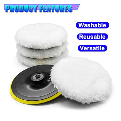 6 Inch Microfiber Car Polishing Pads, Small Automotive Buffing Wheel with M14 Drill Adapter, Vehicle Buffer Polisher Pad for Drill Buffer Attachment (6IN) - size: 6IN