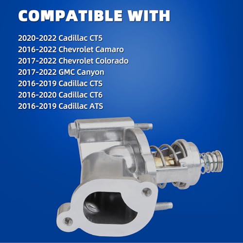 MITZONE Engine Coolant Thermostat Housing Assembly Compatible with 2016-2022 Chevy Camaro Colorado 2017-2022 GMC Canyon 201-2022 Cadillac CT5 CT6 ATS Aluminum