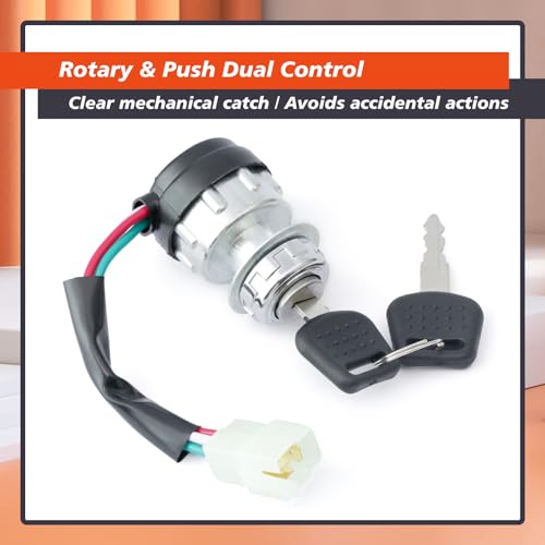 3-Way 3-Wire 14222 Rotary Push Button Ignition Switch Kit Replacement for Hammerhead SS150 GTS150 SS250 GTS250 LE150 for Trailmaster 150CC 250CC Go-Kart for American Sportworks 150CC Karts