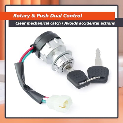3-Way 3-Wire 14222 Rotary Push Button Ignition Switch Kit Replacement for Hammerhead SS150 GTS150 SS250 GTS250 LE150 for Trailmaster 150CC 250CC Go-Kart for American Sportworks 150CC Karts