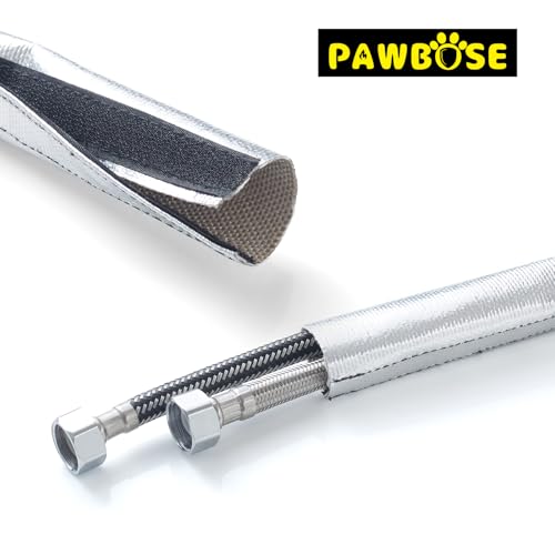 PAWBOSE Aluminized Heat Shield Sleeving 1-1/2" I.D. x 10FT Heat Shroud with 20 Pcs 7.8Inch Stainless Steel Zip Ties for Fuel Line Wire Protection - size: 1-1/2" I.D. x 10FT