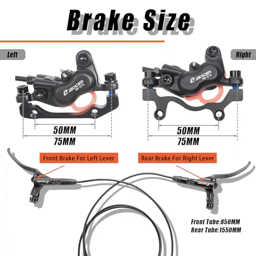 BUCKLOS Zoom 4 Piston Pre-Bled MTB Hydraulic Disc Brake Set - color: Front only