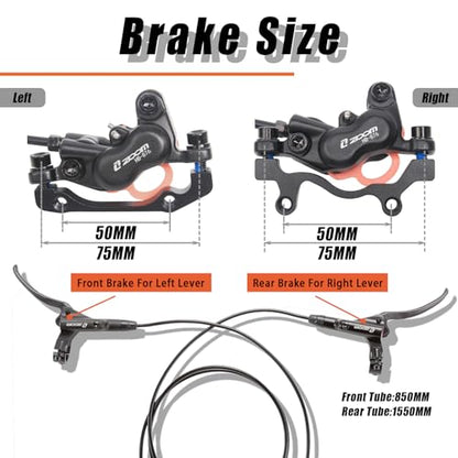BUCKLOS Zoom 4 Piston Pre-Bled MTB Hydraulic Disc Brake Set - color: Front only