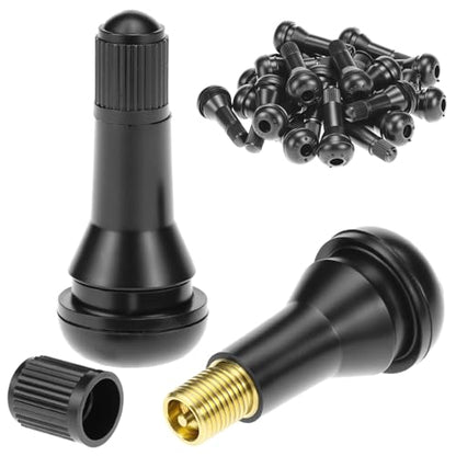 QWORK TR413 Rubber Snap-in Tire Valve Stems, 100 Pcs Brass Core EPDM Rubber Universal Fit for Passenger Car Tubeless Tires Leak Tested
