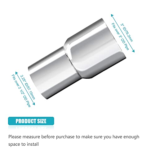 Universal 2.5" ID to 3" ID Exhaust Pipe Adapter Connector Reducer 304 Stainless Steel 2.5 Inch to 3.0 Inch 2 1/2” ID to 3.0” ID kit - size: 2.5" ID to 3" ID