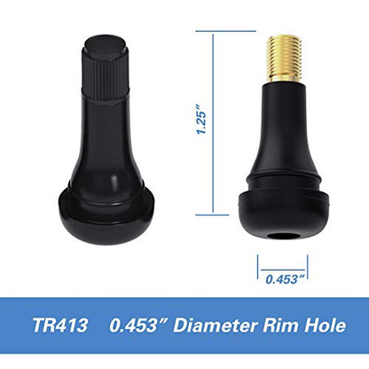CKAuto TR413 Tubeless Rubber Snap-in Tire Valve Stems, Black, 5 Pcs/Bag - size: TR413