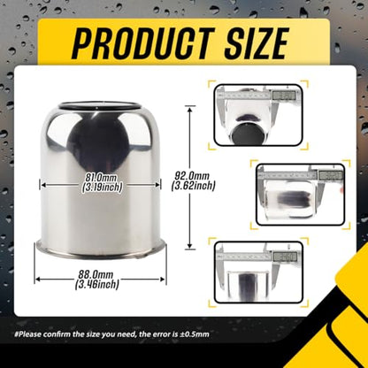 4Pcs 3.19" Stainless Trailer Wheel Center Caps, 3.62" H Chrome - color: Chrome+Gloss Black Top Cover, size: 3.19" Hub 3.62"H