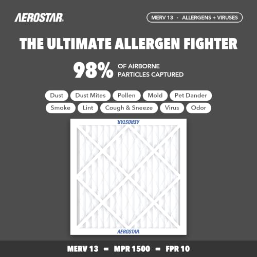 Aerostar Air Filter 20x21x1 MERV 13 AC Filter, Furnace Filter, 6 Pack