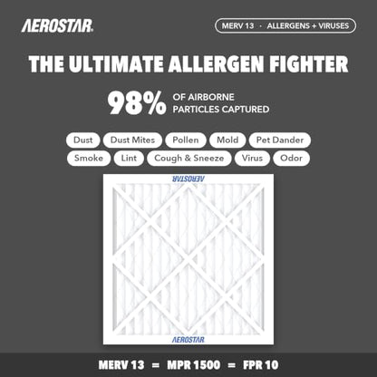 Aerostar Air Filter 20x21x1 MERV 13 AC Filter, Furnace Filter, 6 Pack