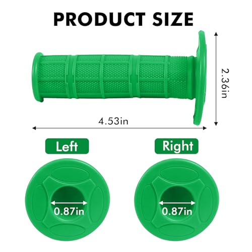 2PCS Motorcycle Handlebar Grips, 7/8 & 1 Inch Non-Slip Grips (Green) - color: Green
