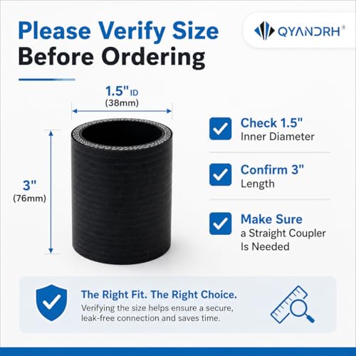 2-Pack 1.5" ID x 3" Straight Silicone Hose Coupler, 4-Ply - color: Shape: Straight, size: 3 Inch