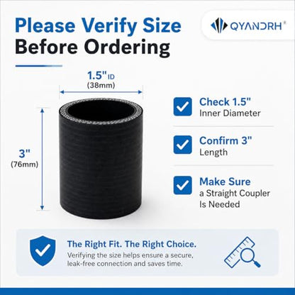 2-Pack 1.5" ID x 3" Straight Silicone Hose Coupler, 4-Ply - color: Shape: Straight, size: 3 Inch