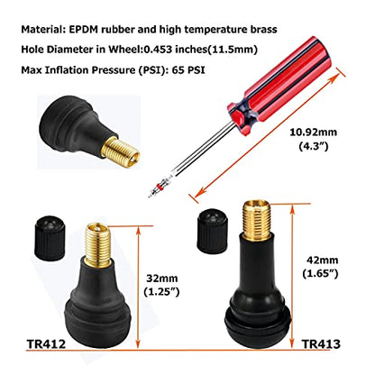 Dr.Roc Tire Valve Tools Set - 1 x Installer, 20 x Snap-in Valve Stem with Cores (12 x TR412, 8 x TR413), 1 x Core Remover