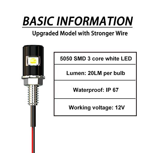 License Plate Light, License Tag Screw Bolt Lamp,12V White LED Lights(4PCS)