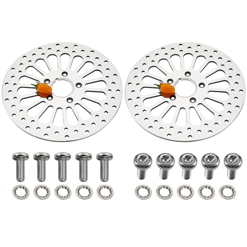 11.5'' 2 Piece Front Brake Rotor for Harley Davidson Touring Softail Sportster Dyna Early Super Glide,Mirror-Polished Vibration Proof Hardened Stainless Steel Rotors Motorcycle Models - size: 11.5'' Front*2