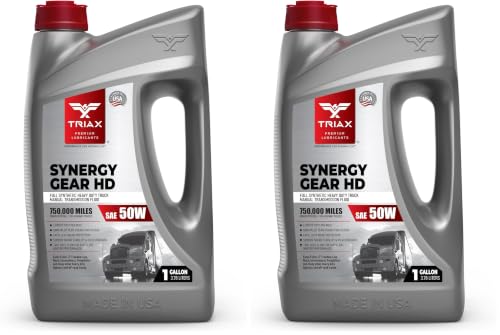 TRIAX Synergy Gear HD 50W - Full Synthetic Heavy Duty Manual Transmission Oil, Gear Lubricant, Compatible with Mack, ZF, Freightliner, 500k Miles Rating (1 Gallon) (Pack of 2) - size: 1 Gallon (Pack of 2)