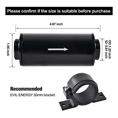 EVIL ENERGY Inline Fuel Filter 100 Micron with 6AN 8AN 10AN Adapter Universal 50MM