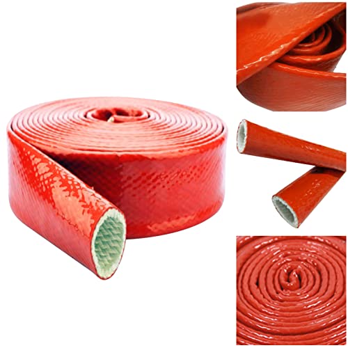 Fuel Line Heat Shield Insulation Heat Shielded Fire Sleeve Silicone Coated Fiberglass Heat Protection for Automotive Hose Lines & Electrical Wiring-（Red 3/4" ID x5FT） - color: Red, size: 3/4" ID x 5FT