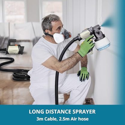 Tilswall Shark800 Paint Sprayer HVLP 800W Electric Spray Paint Gun, White - color: White