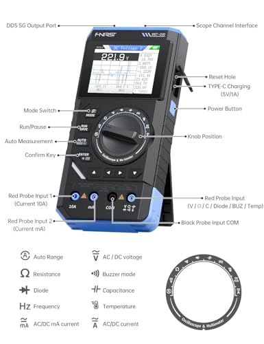 FNIRSI DST-210 3-in-1 10MHz Handheld Oscilloscope Multimeter DDS Generator - color: 10MHz 48MS/s Scope+Meter