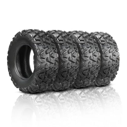 TUFFIOM Set of 4 ATV/UTV All-terrain Tires 25x8-12 Front 25x10-12 Rear, 6 PR, Tubeless - size: 25x8-12 & 25x10-12