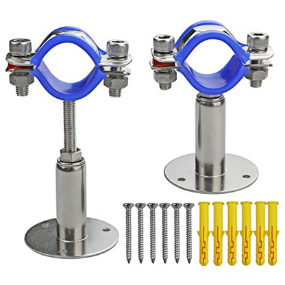 2PCS 304 Stainless Steel Wall Mount Ceiling Mount Pipe Supports, Adjustable Pipe Strap Clamp with screws for OD Pipe 25-27mm, Adjustable Height 50-100mm - size: 25-27mm, style: Adjustable Height 50-100mm