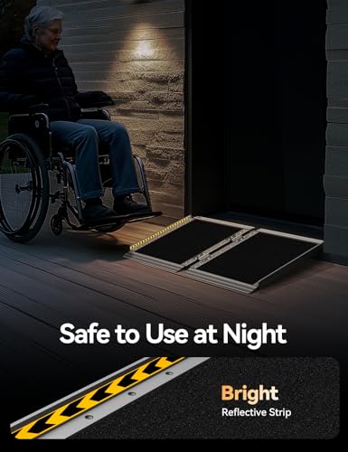 FACHNUO 2FT Portable Wheelchair Ramp for Home Steps, Non-Skid Aluminum Ramp - size: 2FT(Using height 2-6'')