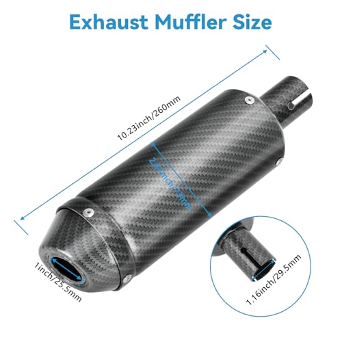 EOPOAYI 1.1 Inch Motorcycle Muffler for 125cc 110cc Dirt Bike SSR Taotao - color: Carbon Fiber Black