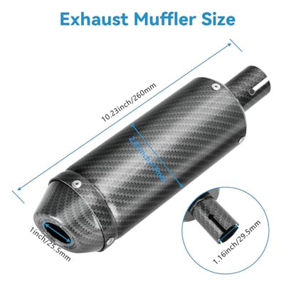 EOPOAYI 1.1 Inch Motorcycle Muffler for 125cc 110cc Dirt Bike SSR Taotao - color: Carbon Fiber Black