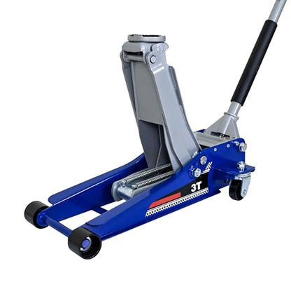 3 Ton Low Profile Hydraulic Floor Jack, Heavy Duty Steel Dual Piston Quick Lift Pump, CE Certified - size: Steel Body - Low Profile (3.1" Min Height)
