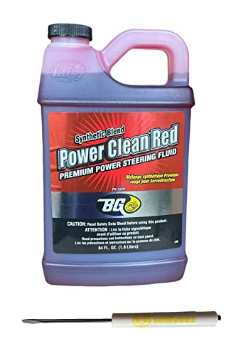 Smilyeez Listing for BG Power Clean Red Synthetic Blend Premium Power Steering Fluid PN 332R with Pocket Screwdriver (1 Bottle)