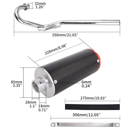 28mm Exhaust Muffler Pipe Kit Red for 70cc-125cc CRF50 XR50 Dirt Pit Bike
