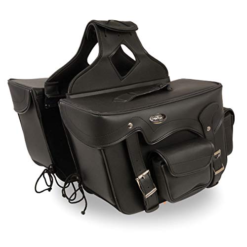 Milwaukee Leather PVC 2-Strap Throw-Over Easy Zip off and off Motorcycle Saddlebags - LG - color: SH666ZB-BLACK, size: Large