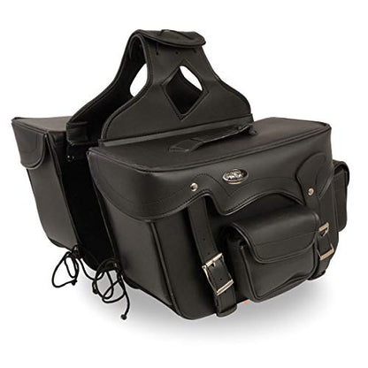 Milwaukee Leather PVC 2-Strap Throw-Over Easy Zip off and off Motorcycle Saddlebags - LG - color: SH666ZB-BLACK, size: Large