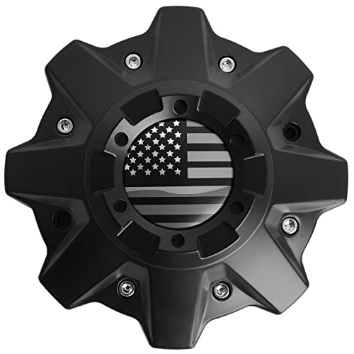 KitsPro Center Cap for Fuel Offroad 1002-53B M-447 8-Lug Rim — Matte Black with American Flag, Pack of 1 - color: Matte Black with American Flag, size: Fuel Offroad 1002-53B M-447 8-Lug
