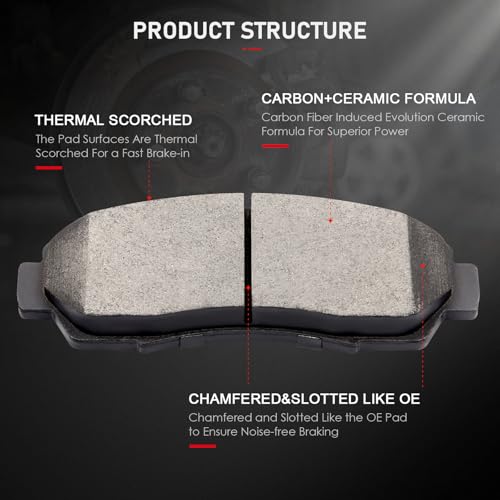 cciyu D1089 Brake Pads w/Hardware Front Disc Brake Pad Set - size: Front[D1089]