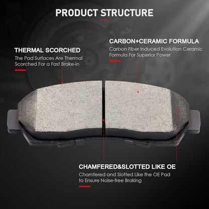 cciyu D1089 Brake Pads w/Hardware Front Disc Brake Pad Set - size: Front[D1089]