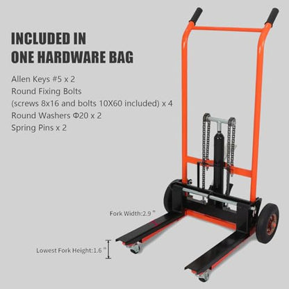 Apollo Winch Stacker, Hydraulic Pallet Truck Dolly 440 Lbs Capacity - color: Orange, size: Hydraulic-440lbs-35.8" Lift