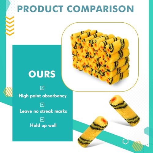 Leumoi 100 Pcs 4 Inch Microfiber Paint Roller Covers, Black Yellow - color: Black Yellow