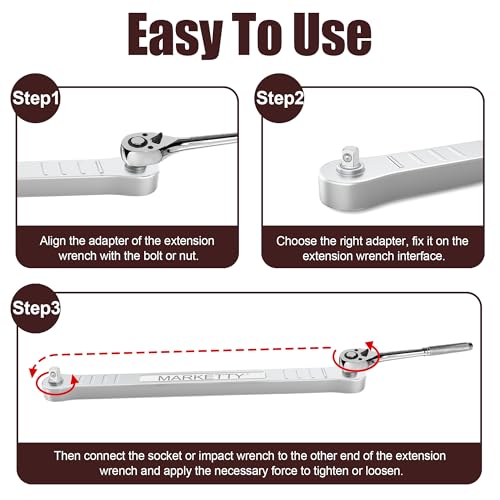 Offset Extension Wrench for Tight Spaces, Heavy Duty Wrench Extender Tool - color: Silvery
