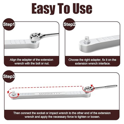 Offset Extension Wrench for Tight Spaces, Heavy Duty Wrench Extender Tool - color: Silvery
