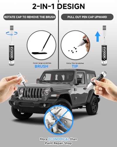 PDN Sting Gray Touch Up Paint Compatible with JeepExact Match 2 in 1 Touch up Paint for Chips and Nicks Repair - color: Sting Gray(PDN) Compatible with Cherokee/Compass/Grand-Cherokee/Renegade