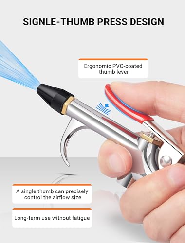 4PCS Air Blow Gun Kit, 2-Way, 1/4 IN Quick Fitting with Rubber Tip