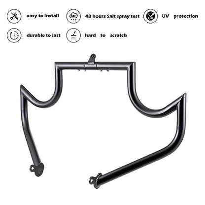 Kinglemc Crash Bar Engine Guard for Harley Touring(Black) - color: Black-Mustache